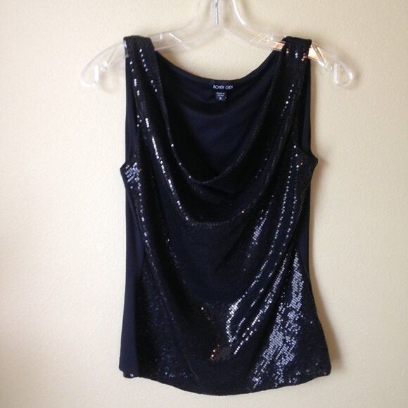 Ronan Chen Sequin Top with Draped Front 2 - Picture 2 of 7
